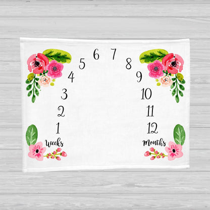 Floral Baby Milestone Blanket - Baby Girl Gift