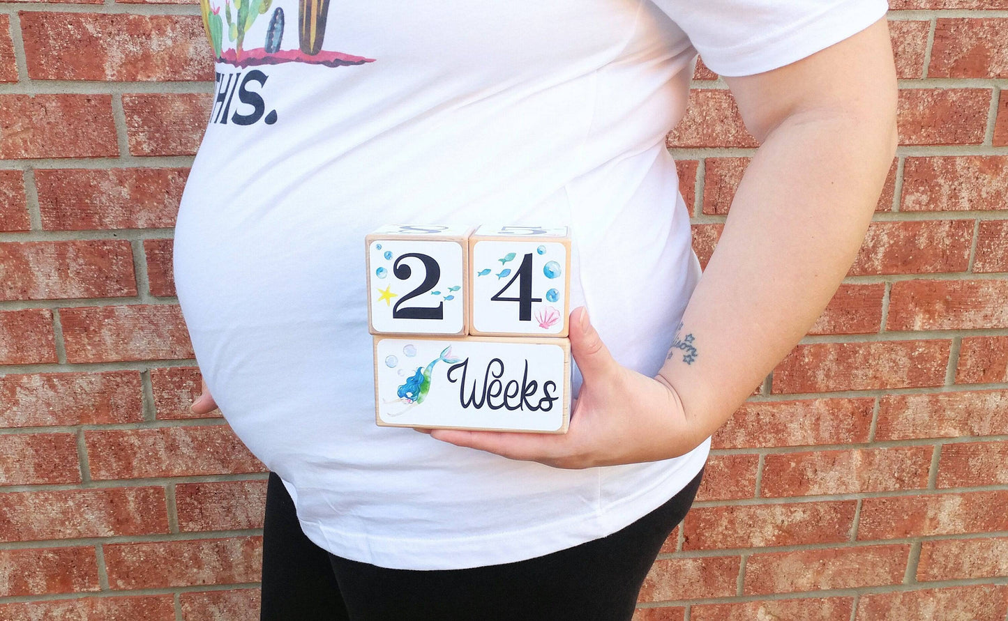 Mermaid Baby Milestone Blocks - Baby Girl Gift