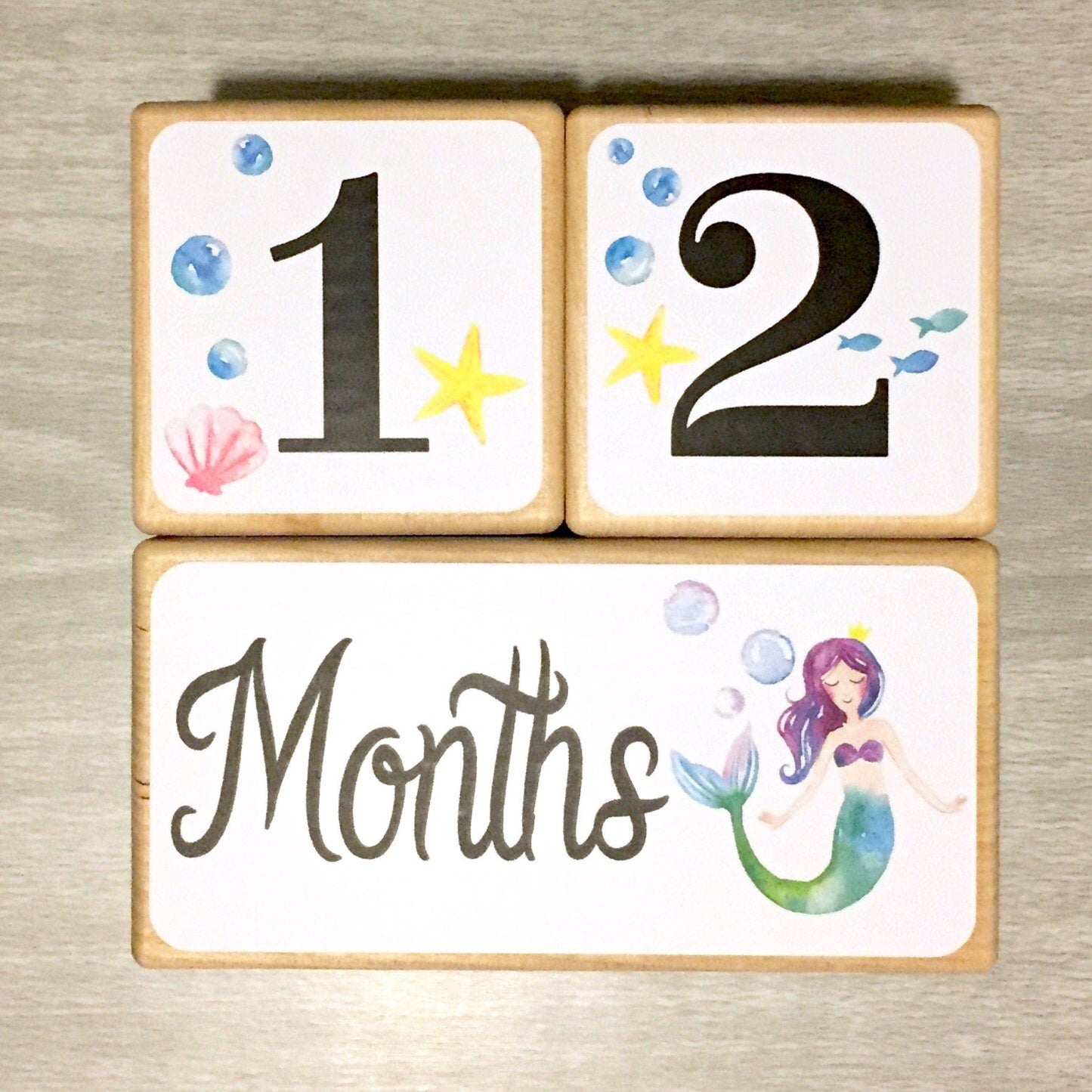 Mermaid Baby Milestone Blocks - Baby Girl Gift