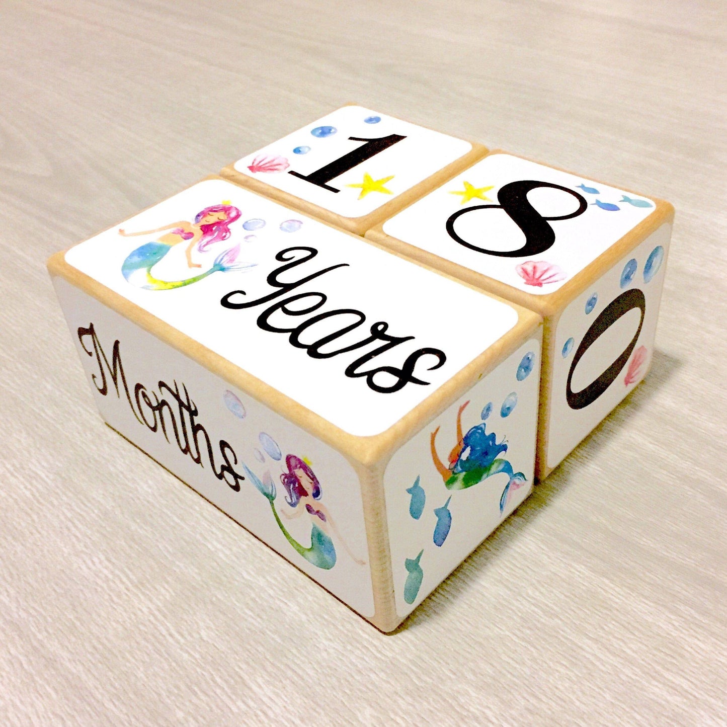 Mermaid Baby Milestone Blocks - Baby Girl Gift