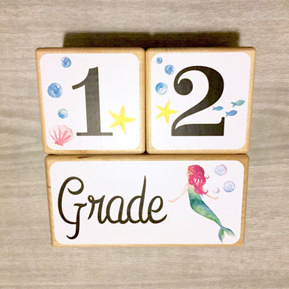 Mermaid Baby Milestone Blocks - Baby Girl Gift