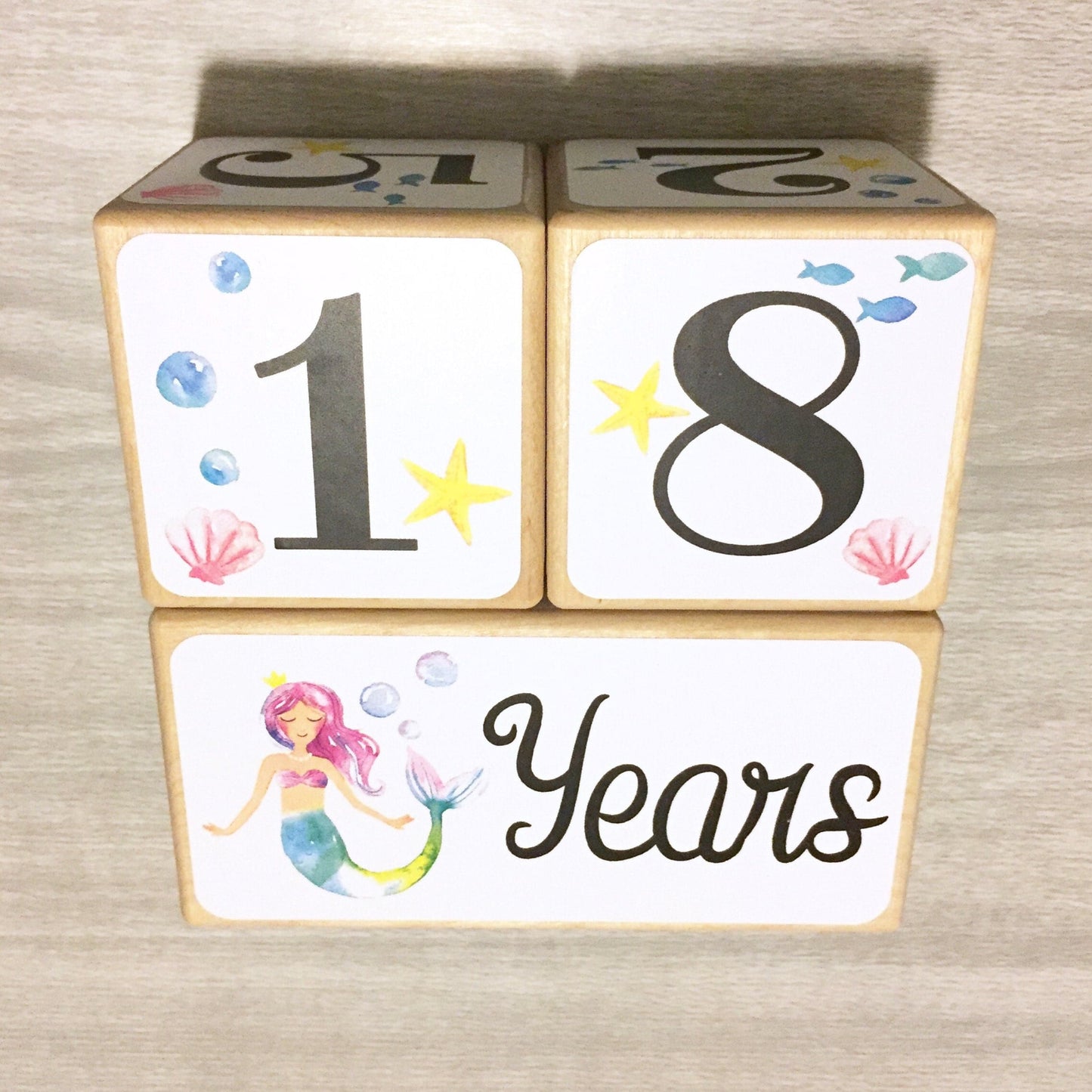 Mermaid Baby Milestone Blocks - Baby Girl Gift