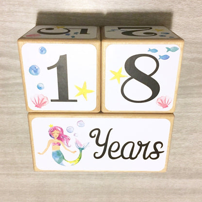 Mermaid Baby Milestone Blocks - Baby Girl Gift