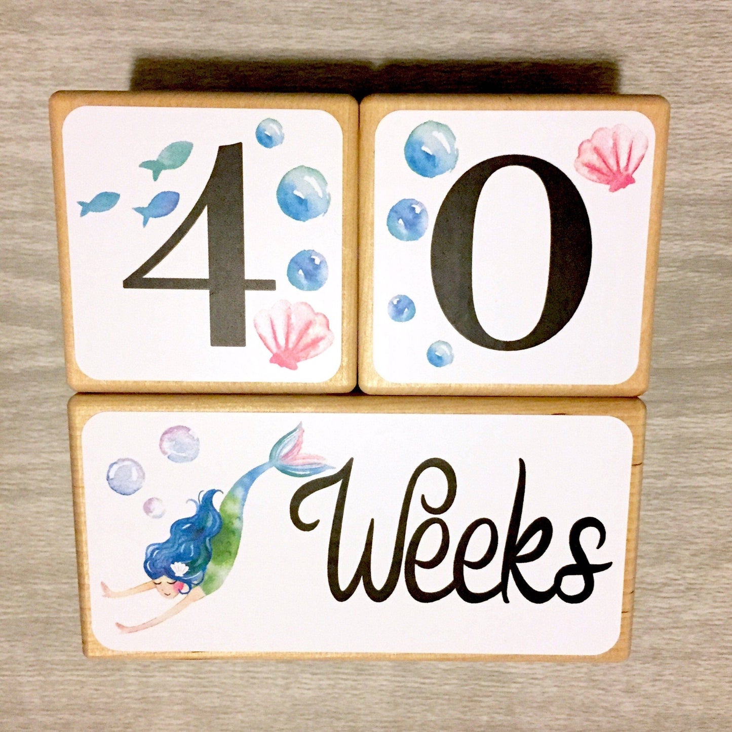 Mermaid Baby Milestone Blocks - Baby Girl Gift