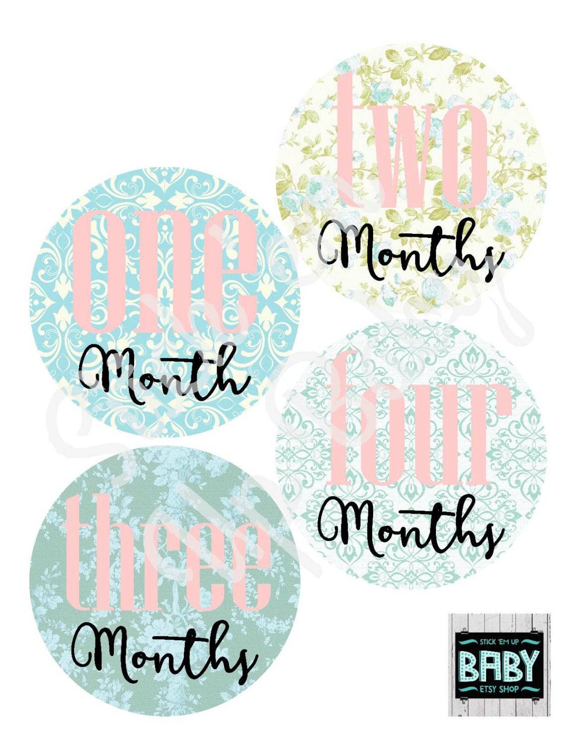 Monthly Baby Stickers - Vintage Floral