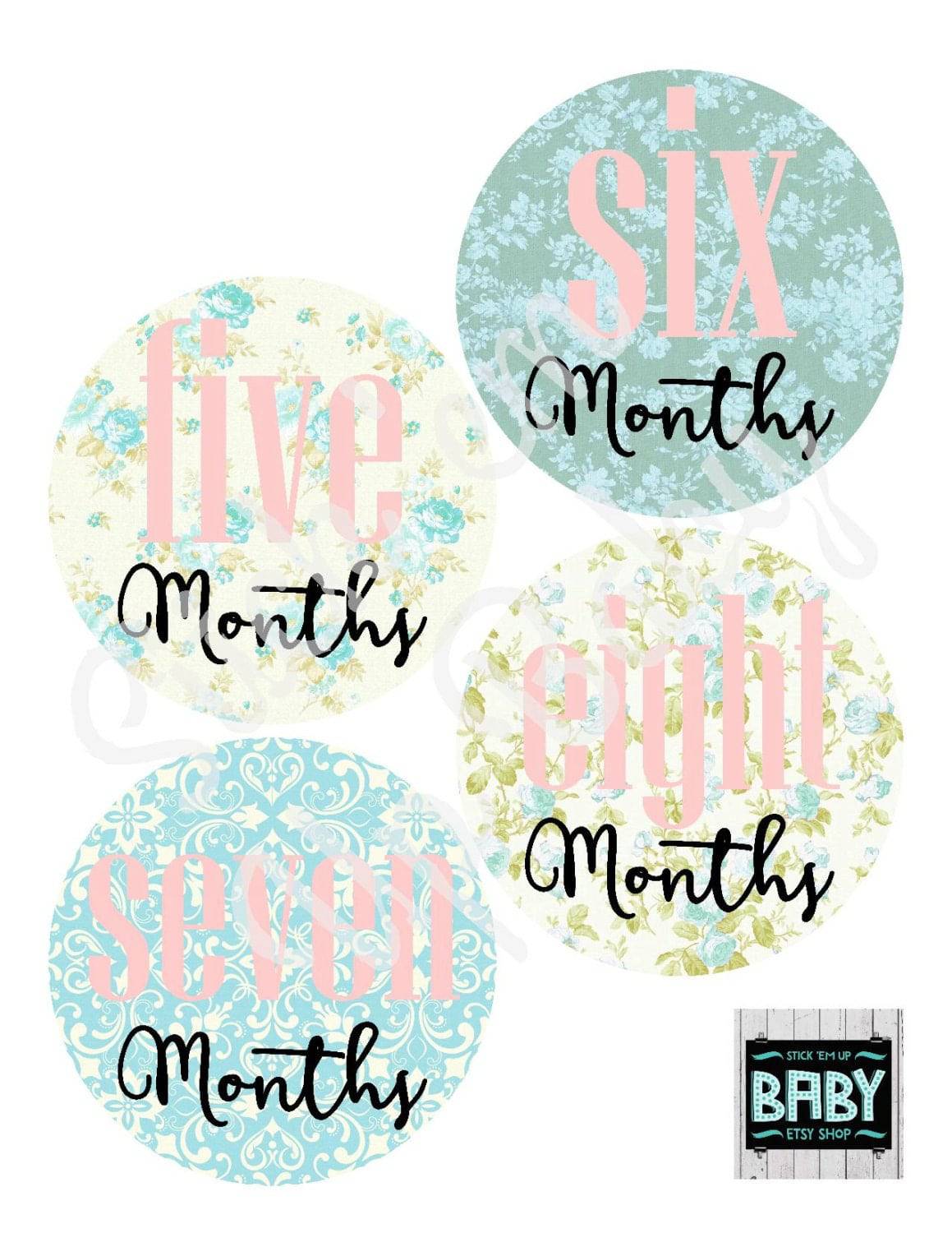 Monthly Baby Stickers - Vintage Floral