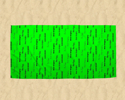 Neon Green Repeating Name Personalized Beach Towel