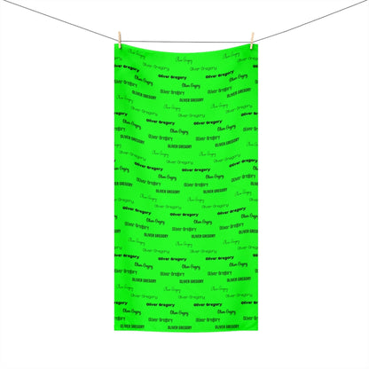 Neon Green Repeating Name Personalized Beach Towel