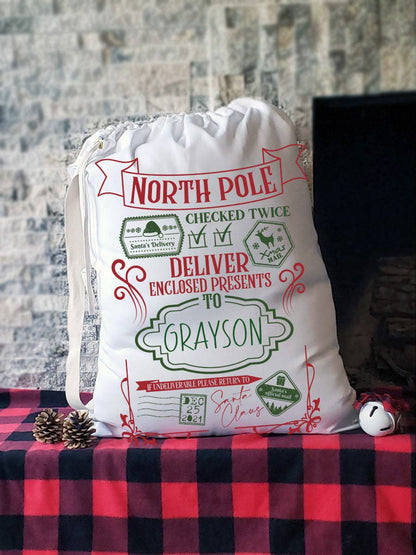 North Pole Deliver Enclosed Santa Sacks