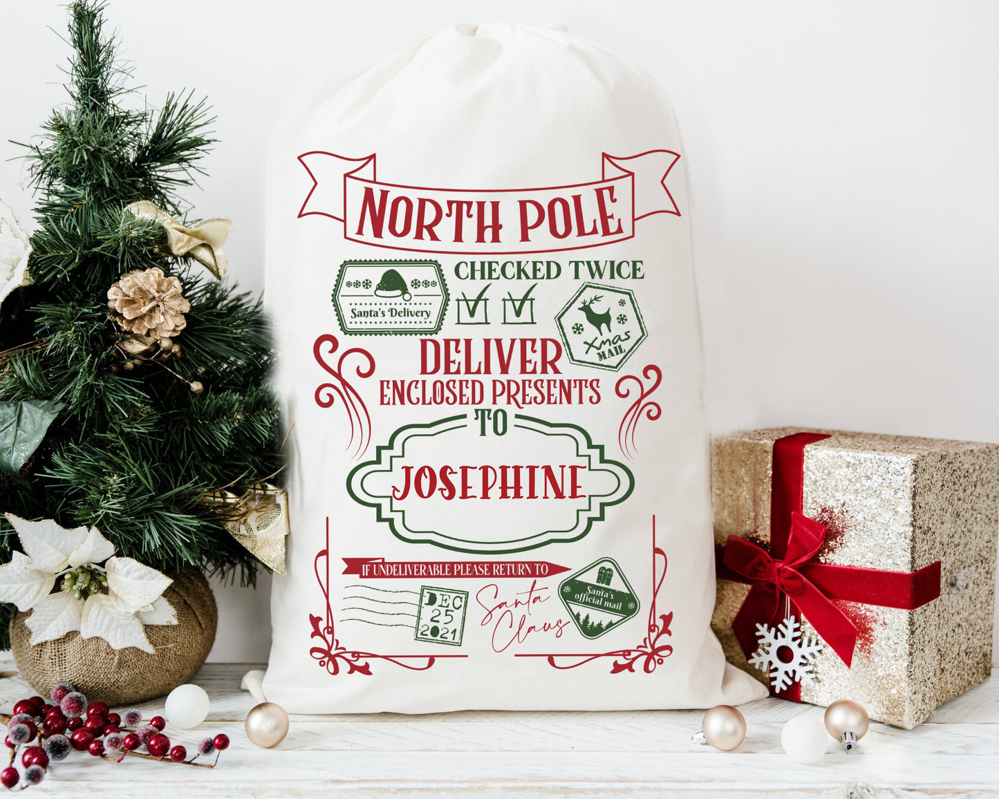 North Pole Deliver Enclosed Santa Sacks