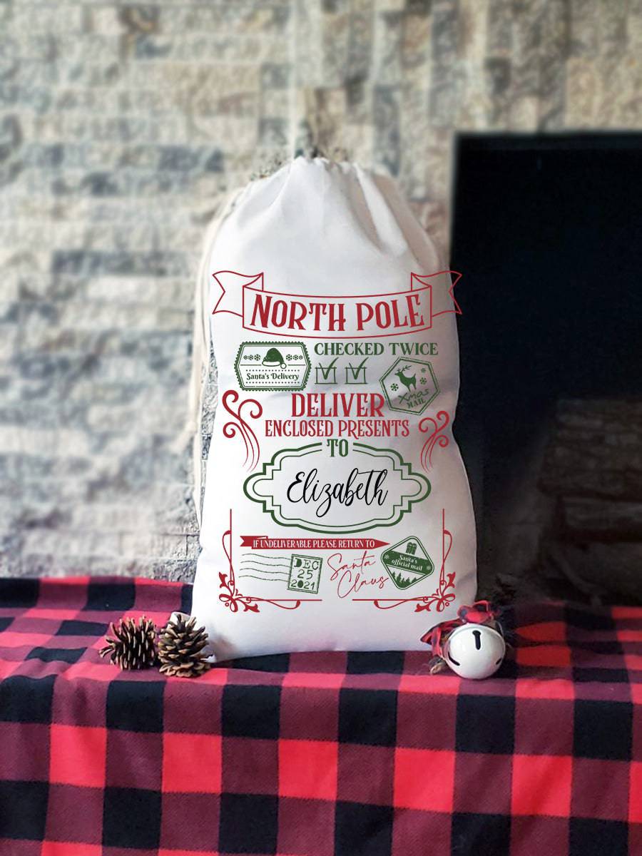 North Pole Deliver Enclosed Santa Sacks