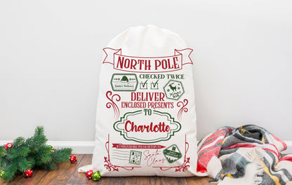 North Pole Deliver Enclosed Santa Sacks