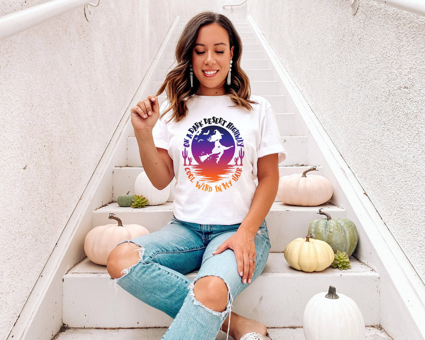 On A Dark Dessert Highway Witch Shirt - Halloween Shirts for Women