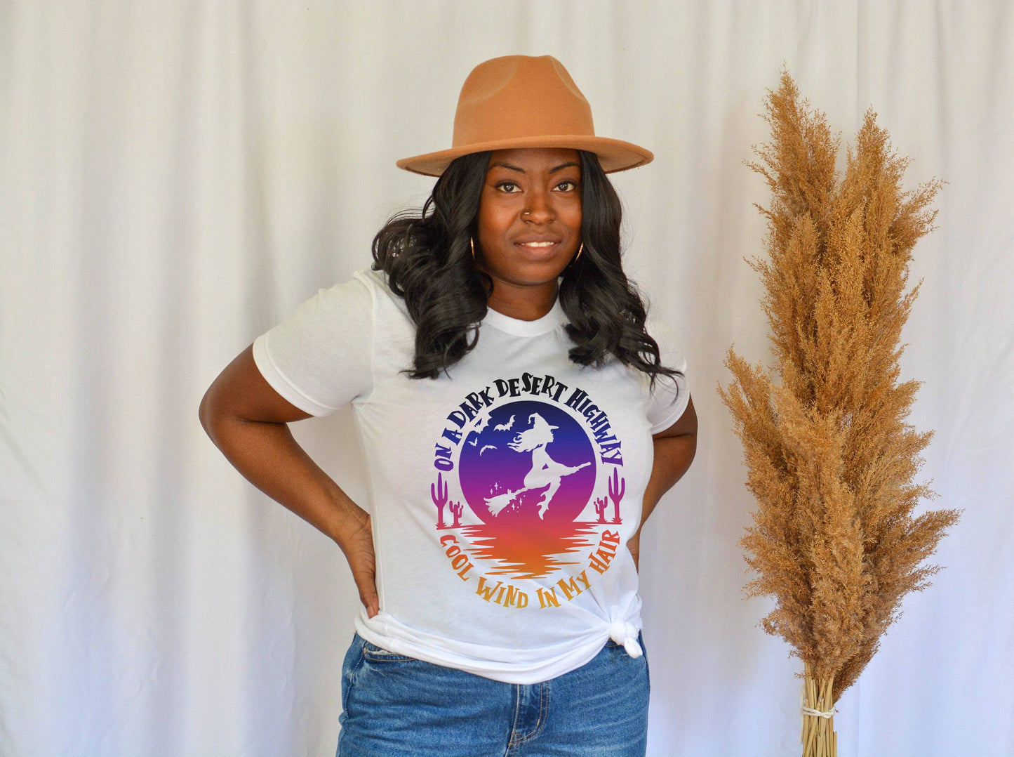 On A Dark Dessert Highway Witch Shirt - Halloween Shirts for Women