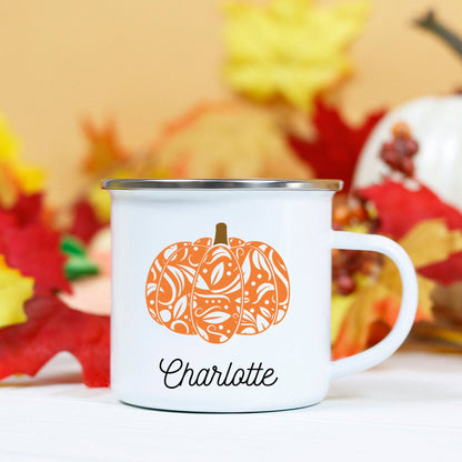 Orange Designer Pumpkin Mug | Fall Mug