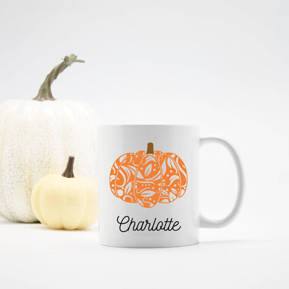 Orange Designer Pumpkin Mug | Fall Mug