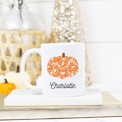 Orange Designer Pumpkin Mug | Fall Mug