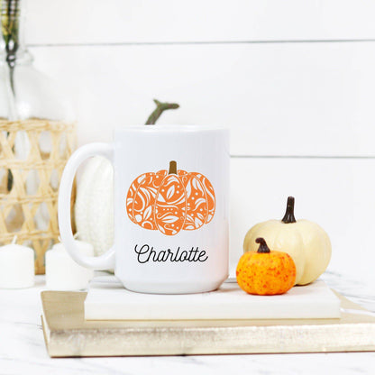 Orange Designer Pumpkin Mug | Fall Mug