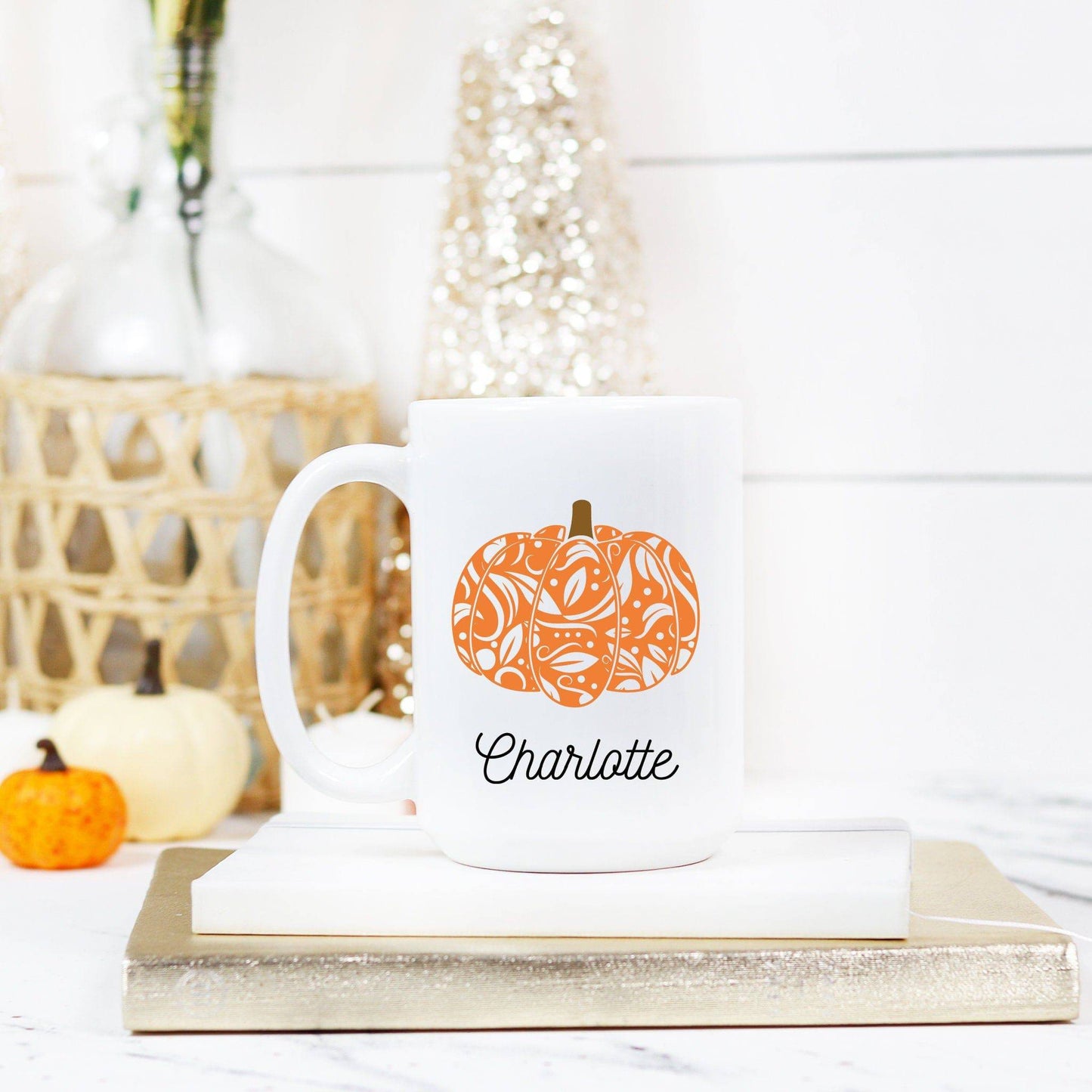 Orange Designer Pumpkin Mug | Fall Mug