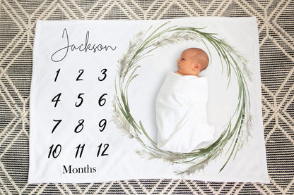 Pampas Grass Baby Milestone Blanket