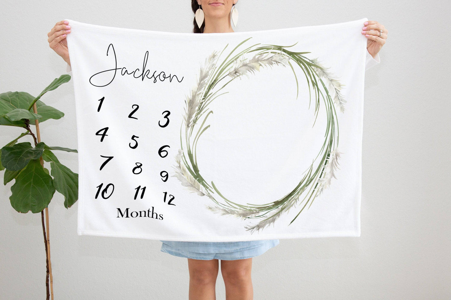 Pampas Grass Baby Milestone Blanket