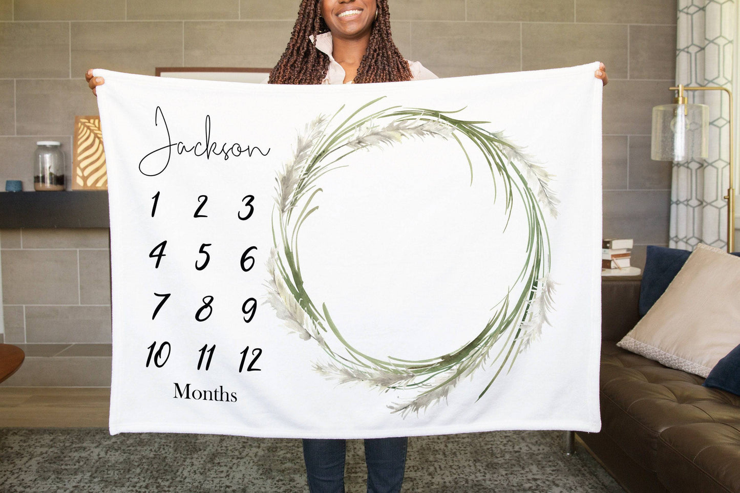 Pampas Grass Baby Milestone Blanket