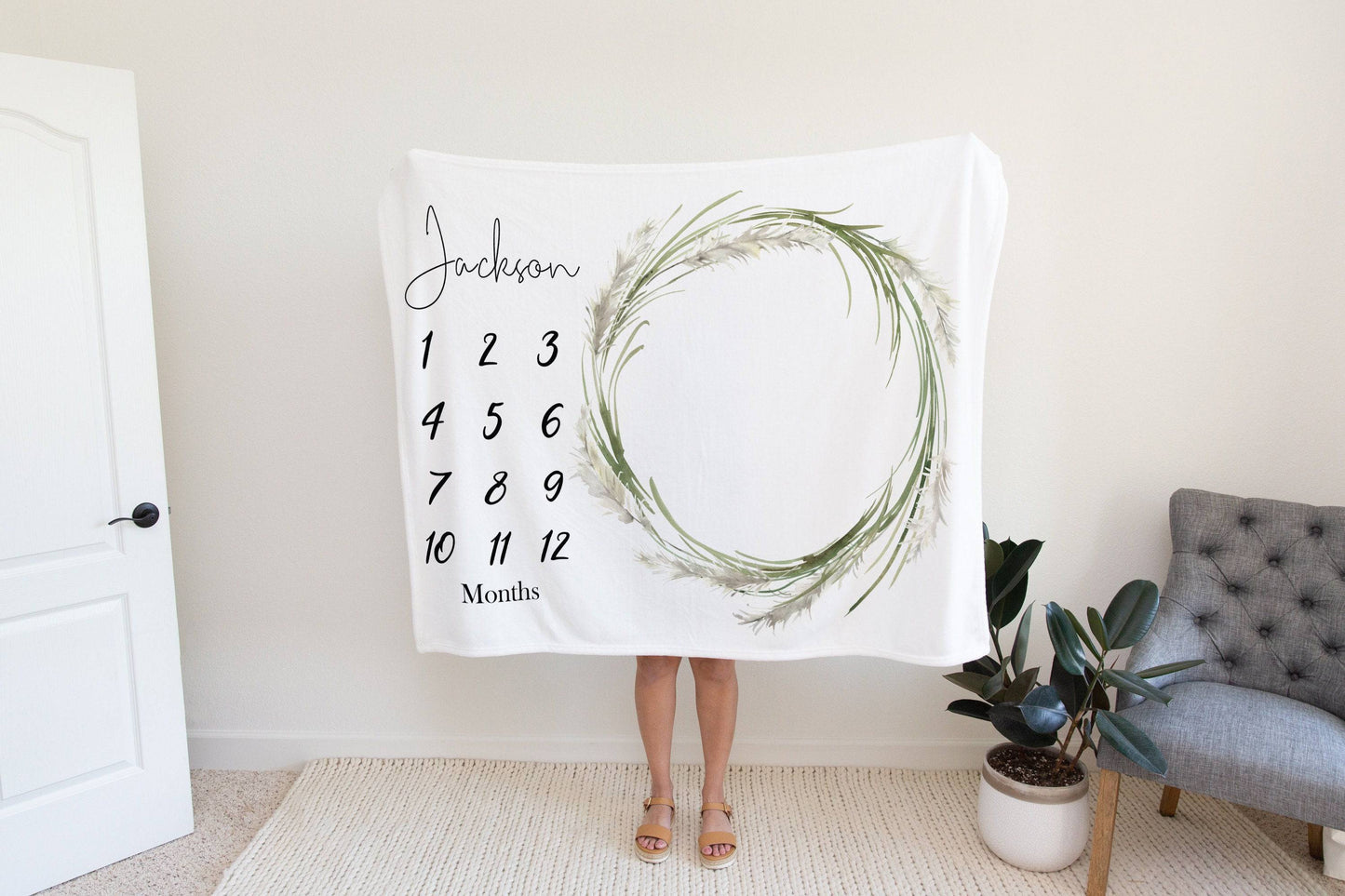 Pampas Grass Baby Milestone Blanket