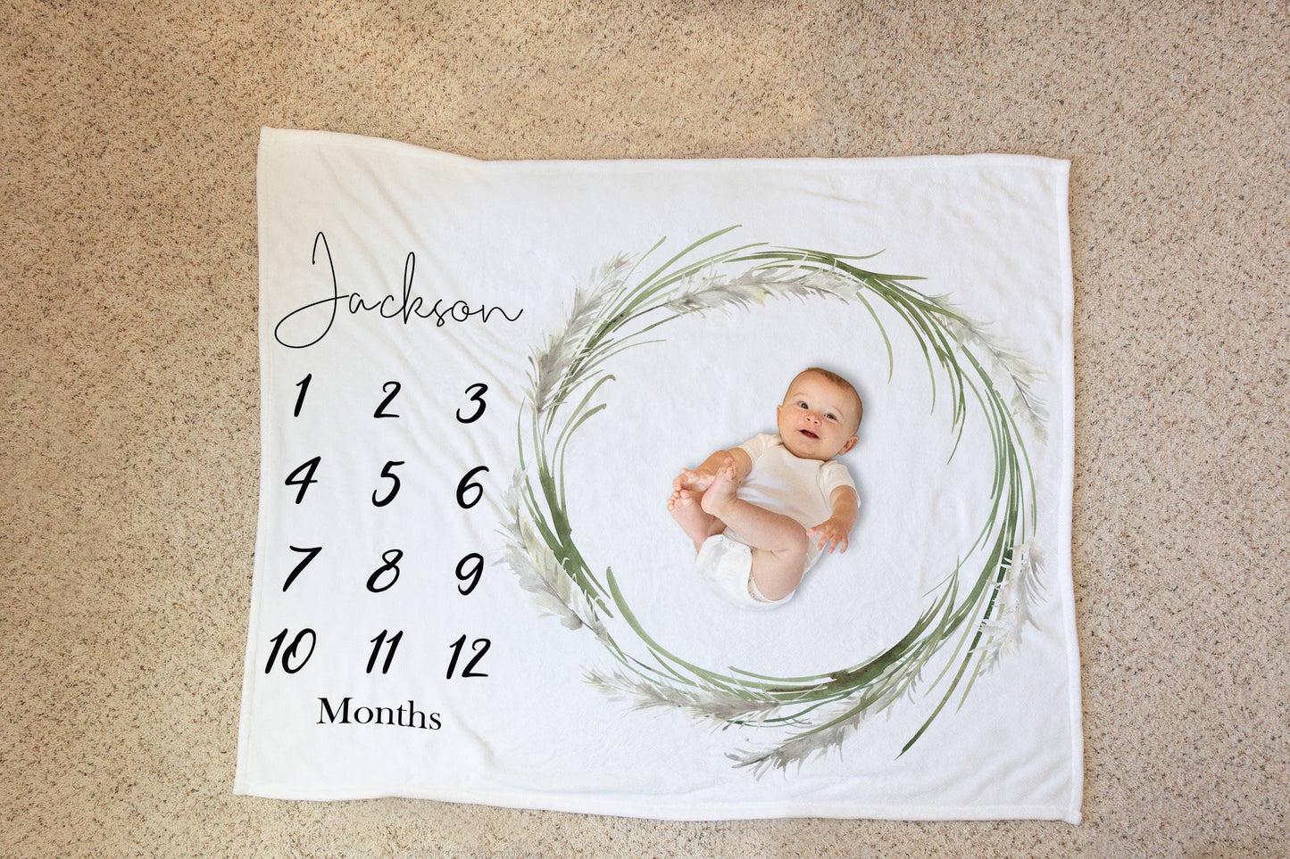 Pampas Grass Baby Milestone Blanket
