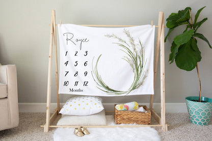 Pampas Greenery Baby Milestone Blanket
