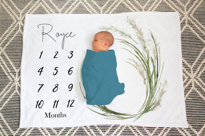 Pampas Greenery Baby Milestone Blanket