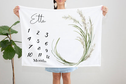 Pampas Greenery Baby Milestone Blanket