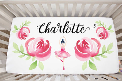 Personalized Ballerina Crib Sheet