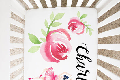 Personalized Ballerina Crib Sheet