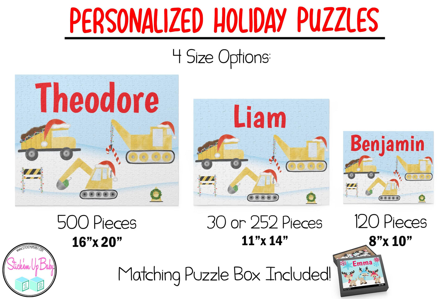 Personalized Construction Christmas Puzzle | Stocking Stuffers