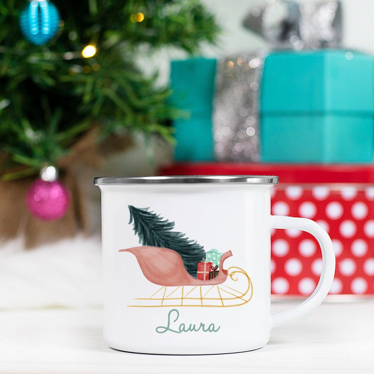 Personalized Pretty Sleigh Mug  |  Gift for Her