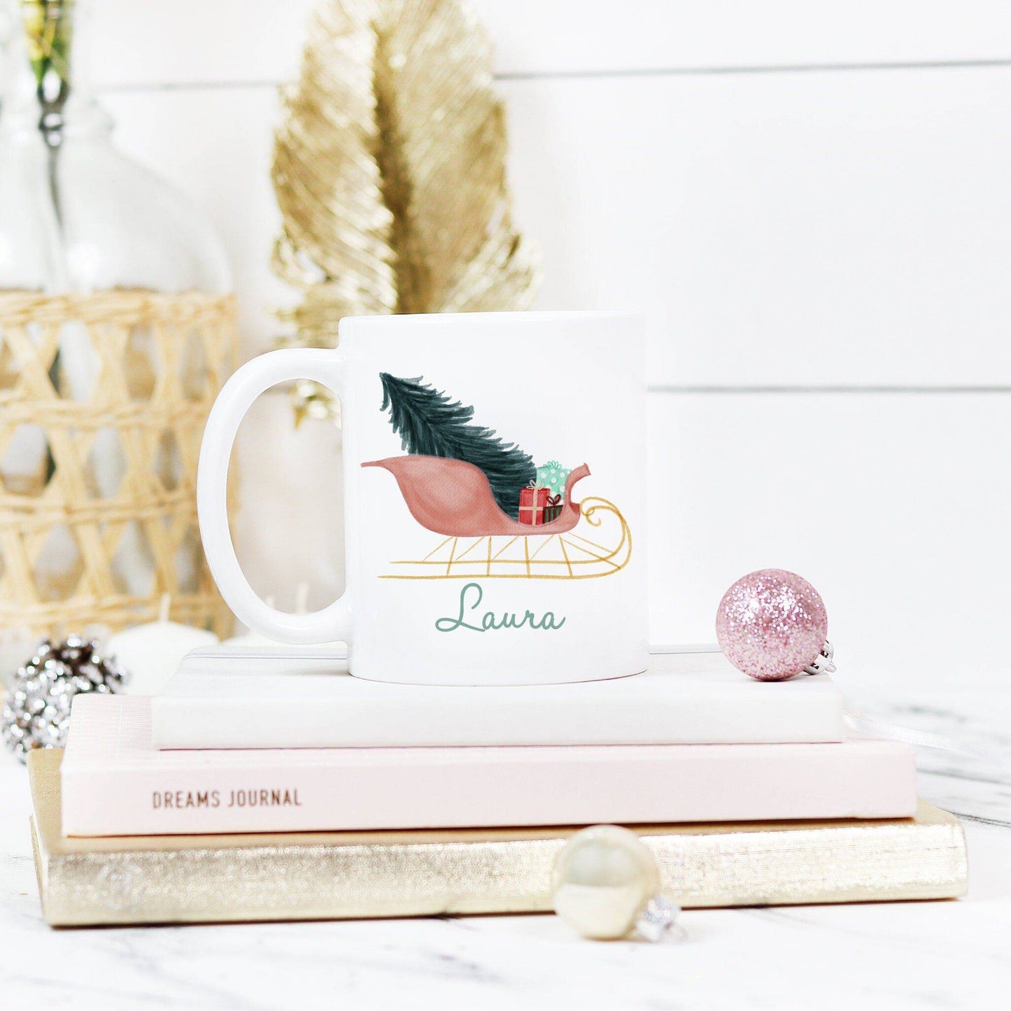 Personalized Pretty Sleigh Mug  |  Gift for Her