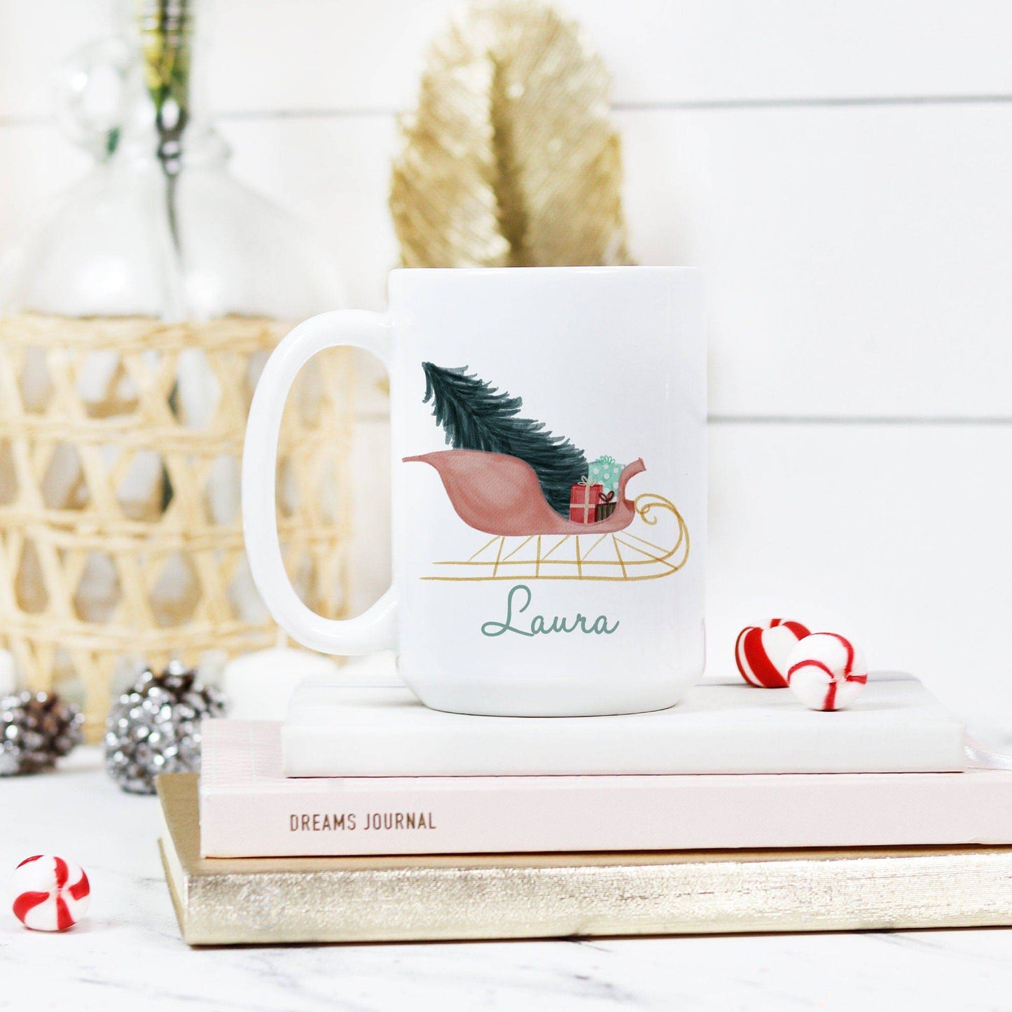 Personalized Pretty Sleigh Mug  |  Gift for Her
