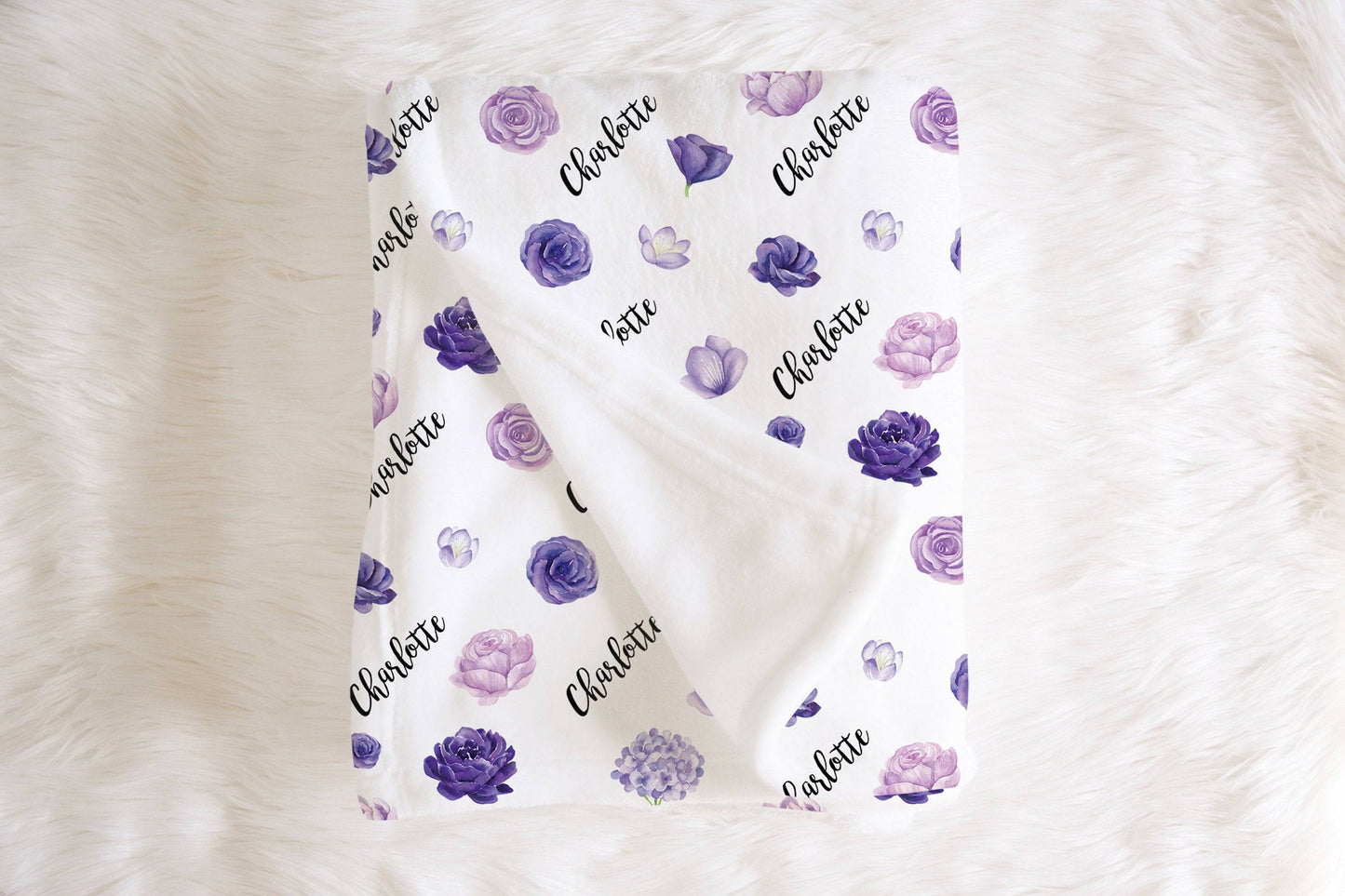 Personalized Purple Floral Baby Blanket