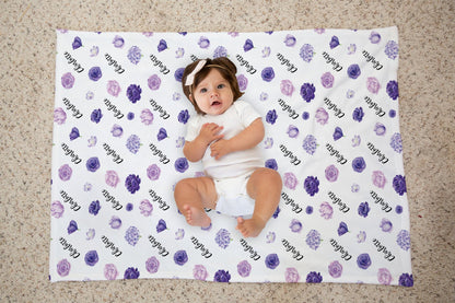 Personalized Purple Floral Baby Blanket