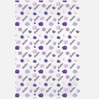 Personalized Purple Floral Baby Blanket