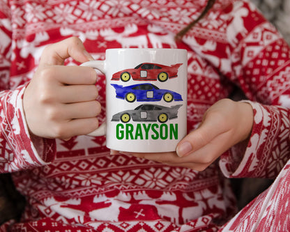 Personalized Race Car Hot Chocolate Mug | Hot Cocoa Mug