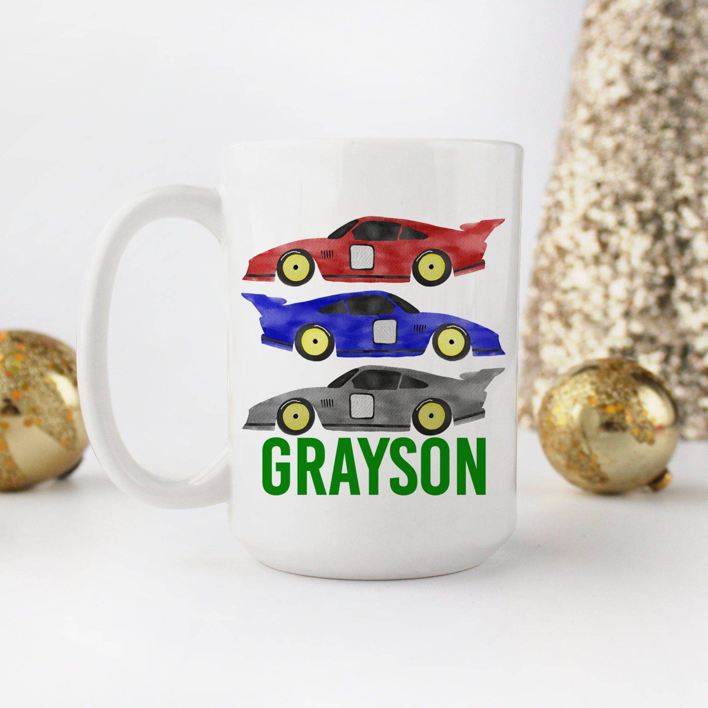 Personalized Race Car Hot Chocolate Mug | Hot Cocoa Mug
