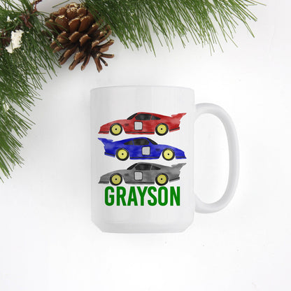 Personalized Race Car Hot Chocolate Mug | Hot Cocoa Mug