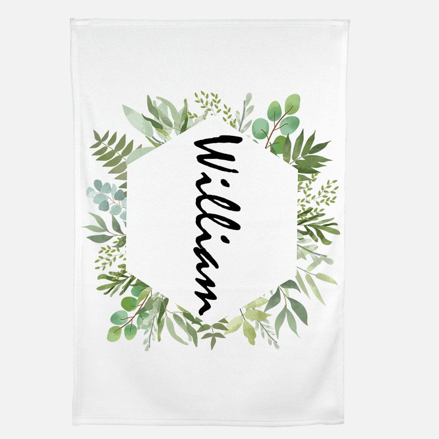 Personalized Tropical Greenery Baby Boy Blanket