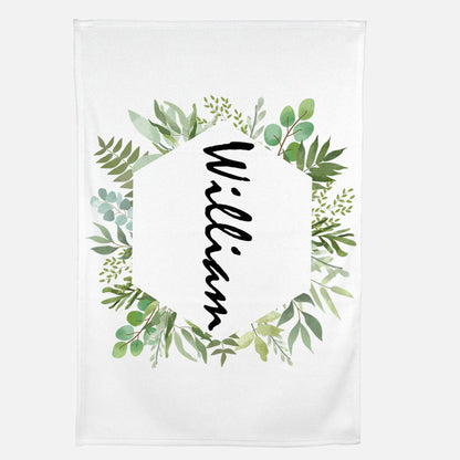 Personalized Tropical Greenery Baby Boy Blanket