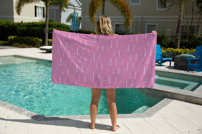 Pink Repeating Name Personalized Beach Towel