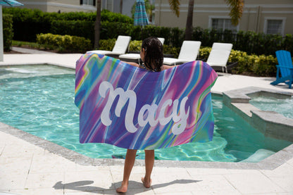 Retro Holographic Personalized Beach Towel