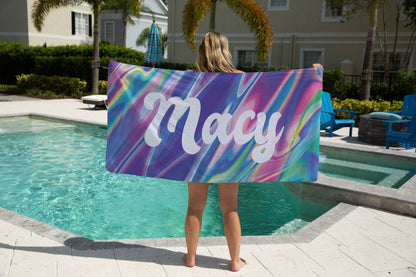 Retro Holographic Personalized Beach Towel