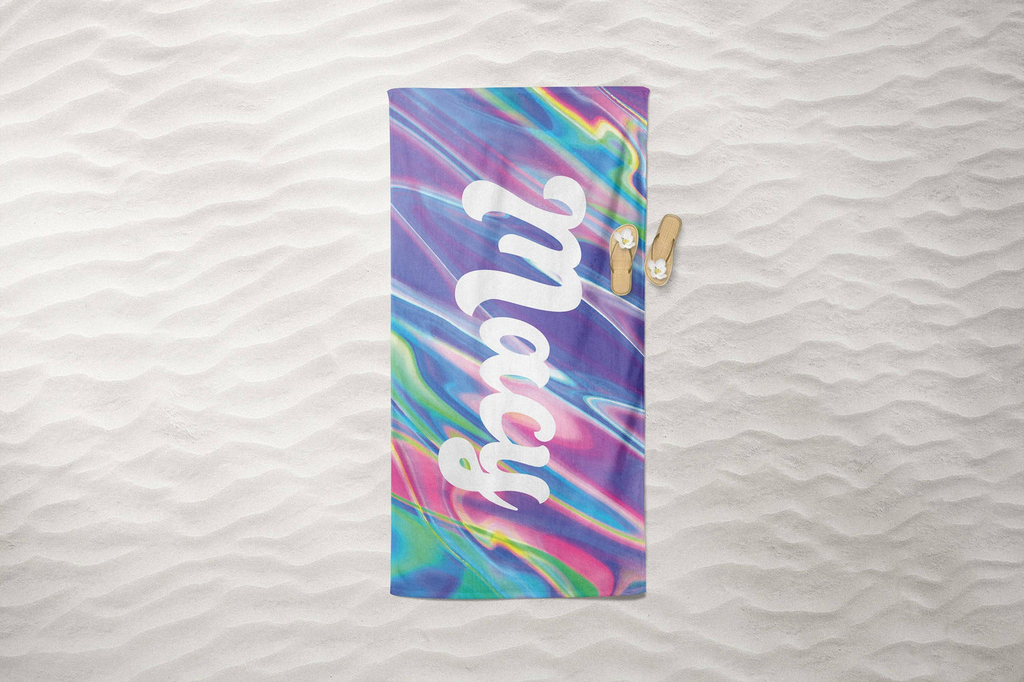 Retro Holographic Personalized Beach Towel