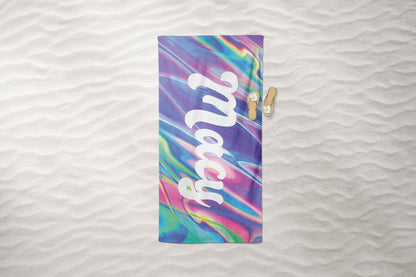 Retro Holographic Personalized Beach Towel